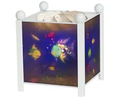Trousselier - Regenbogenfisch - Nachtlicht - Magische Laterne - Ideales Geburtsgeschenk - Farbe Holz weiß - animierte Bilder - beruhigendes Licht - 12V 10W Glühbirne inklusive - EU Stecker