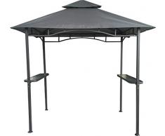 habeig Grillpavillon Wasserdicht 310g/m² PVC Dach Pavillon 250x150 cm mit Ablage Gartenlaube Gartenpavillon BBQ (Anthrazit 27-A)