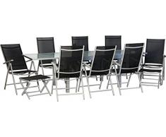 IB-Style® - Star-XXL Gartengarnitur Gartenmöbel Sitzgruppe Garten | Ausziehtisch mit Sicherheitsglas 135-270 cm | Hochlehner mit Nackenkissen | 4 Kombinationen | 19-Teiliges Set