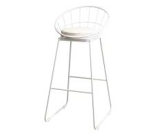 Barstuhl Hocker Metall Barhocker Bistrostuhl Gepolsterte Barhocker Mode Schmiedeeisen Metallhalterung Barhocker Küche Frühstück Hocker Stuhl Mit Rückenlehne Sponge Pad-Design (Color : White)