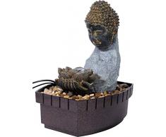 dobar Zimmerbrunnen Buddha in Steinoptik mit Deko-Steinen, Wasserspiel mit Pumpe für innen, Grau, 20,5 x 16,5 x 27 cm