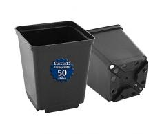 GREEN24 50 Stck. Pflanztöpfe 11x11x12cm Vierecktopf Profi Anzuchttopf Pflanztopf Blumentopf Vierkant-Töpfe (50, 11x11x12)