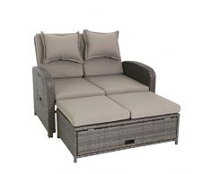 greemotion Rattan-Lounge Bahia Rondo, Sofa & Bett aus Polyrattan, indoor & outdoor, 2er Garten-Sofa mit Stahl-Gestell, Daybed, braun-beige