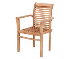 LEBENSwohnART Teak Armlehnstuhl LETAK Natural Gartenstuhl Stuhl Holzstuhl mit Armlehne