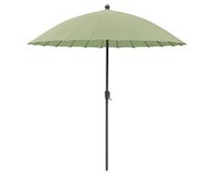 greemotion Sonnenschirm Sizilien, Ø 270 cm, großer Schirm mit Sonnenschutz UV50+, Marktschirm mit Kurbel, Gartenschirm anthrazit / salbeigrün