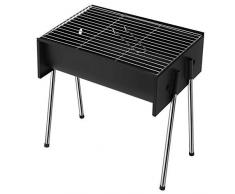 SONGMICS Holzkohlegrill, tragbarer Gartengrill, Mini-Grill, pulverbeschichtetes Eisen, verchromter Grillrost, für Camping, Picknick, Ausflüge, schwarz GBQ44BK