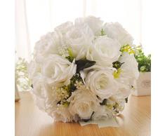 TIREOW Blumenstrauß Romantische Hochzeit Bunte Künstliche Hochzeitsstrauß Rosen Seidenblumen Kunstblumen Blumen Brautstrauß der Braut