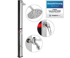 Arebos Solardusche 35 L | 217 cm | Regulierbare Wassertemperatur bis 60° | Mit Fußdusche | Schwenkbarer Duschkopf