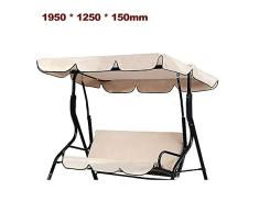 KKmoon Ersatzdach Gartenschaukel Universal 1950 * 1250 * 150 mm Hollywoodschaukel 3 Sitzer UV Ersatz Bezug Sonnendach Schaukel Beige195