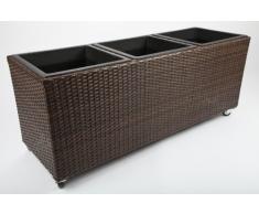 point-garden 3-teiliger Blumenkübel Pflanzkübel Pflanzgefäß Blumentopf aus Polyrattan Höhe 45cm