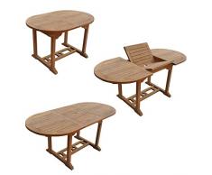BENEFFITO SALENTO - Ausziehbarer Gartentisch Oval aus Teakholz - Länge 120 bis 170 cm - 6 Personen