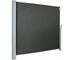 LZQ Seitenmarkise Sichtschutz Sonnenschutz Windschutz, Markisenstoff aus Polyester für Terrasse Camping seitlicher Windschutz (180x300cm, Anthrazit)