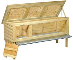 dobar 23002e Robuster Blockhaus Kleintierstall, aufklappbares Bitumendach, abgetrennter Ruheraum, Zinkschublade, Maße 120 x 40 x 60 cm, rot
