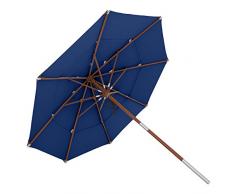 anndora Sonnenschirm 3-lagig 350 cm rund Gartenschirm - Blau - Holzstockschirm