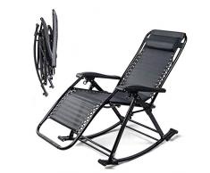 WJZJ Relax Liegestuhl Klappbar Schaukelstuhl Campingstuhl Multifunktion Campingliege Fußablage (verstellbar) 150 Kg Klappstuhl EinstellbarBlack