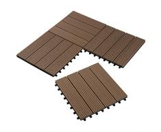 22er Set WPC Holz Fliese Terrassenfliesen klicksystem 30x30cm für Terrasse und Balkon Bodenfliese Klickfliese Bodenbelag 1m² Braun in Holzoptik