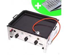 D&L Profi Gasbräter Gastrobräter Gasgrill 55510 + Grill-Set 511 + Pfanne 504 Set 4 Edelstahl GASBRÄTER 10KW 3 flammig GASGRILL BRÄTER Grill BBQ Grillwagen Pfanne AWZ
