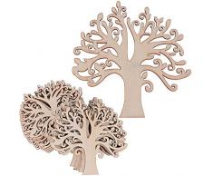20 Stk Holz Lebensbaum Verzierungen Anhänger Deko zum basteln für DIY Handwerk Dekohänger Hochzeit Weihnachten