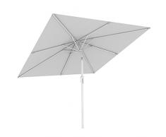 paramondo interpara Sonnenschirm quadratisch 3 x 3m Weiss + Gestell Silber, Hochwertiger Gartenschirm Marktschirm knickbar, Stabiler Terrasse Balkon Sonnenschirm eckig mit Kurbel