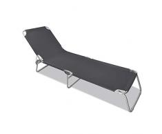 Ouhigher Sonnenliege Klappbar Gartenliege Camping Liege Liegestuhl Relaxliege Sonnendach und Rückenlehne Verstellbar 188 x 56 x 27 cm, Freizeitliege Strandliege (Dunkelgrau)
