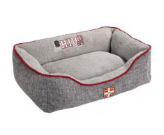 HUNTER Universtity Hundesofa, College-Style, Wendekissen, Plüschbesatz, 100 x 80 cm, grau