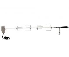 BBQ-Toro Grillspieß Set 100 cm inkl. 4X Fleischnadeln und Edelstahl Motor, 220V - 240V, Drehspieß, Rotisserie, elektrischer Drehspiess, universal Grillspiess