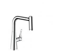 hansgrohe Metris Einhebel-Küchenarmatur (Komfort-Höhe 220 mm, mit Ausziehbrause und Schlauchbox) Chrom