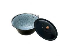 acerto 31187 Original ungarischer Gulaschkessel (6 Liter) für Dreibein-Gestell * Emailliert * Kratzfest * Geschmacksneutral Gulasch-Topf Suppentopf Glühweintopf Kochkessel mit Deckel für Kesselgulasch