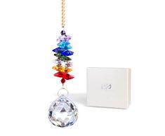 H&D Kristall Sonnenfänger Handgefertigt Chakra Regenbogen Sun catcher Hängend Prismen Anhänger