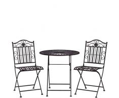 BUTLERS Terrace Hill Balkonset 3 teilig aus Metall - Klappbarer Bistrotisch und 2 Stühle - Dunkle Gartenmöbel aus Eisen