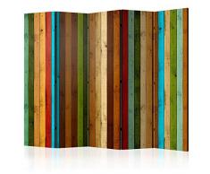 decomonkey Raumteiler Paravent Beidseitig XXL Holz Brett 225x172 cm 5 TLG. Trennwand Vlies Leinwand Raumtrenner Sichtschutz spanische Wand Blickdicht Textile Haptik bunt