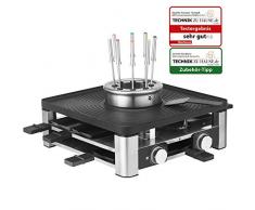 WMF Lumero 3in1 Gourmet Station für 8 Personen, Raclette Grill Fondue, elektrisch, Temperaturregulierung, Beleuchtung, 1800 Watt, platzsparend, edeldtahl matt