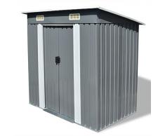 tidyard Gerätehaus Metall Gartenschuppen mit Schiebetür Geräteschuppen Gartenhaus aus Verzinkter Stahl 190 x 124 x 181 cm Grau