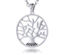 Morella Damen Edelstahl Halskette 70 cm mit Lebensbaum Anhänger Lebenskraft 34 mm und Samtbeutel