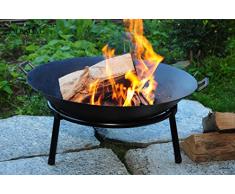 BTV Stabile Grosse FEUERSCHALE aus Robustem Gußeisen, MASSIV, bei geringem Gewicht da GEHÄRTET, mit 60 cm Durchmesser Feuerstelle Feuerkorb Terrassenofen
