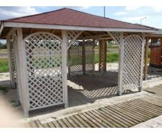 GARTENLAUBE HOLZ PAVILLON mit Holzdach 4m x 4m (äußer 4.45m)