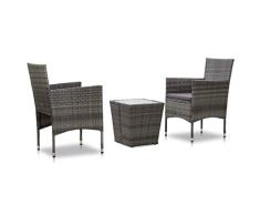 Tidyard 3 teilige Garten Sitzgruppe Balkonmöbel Rattan Set für 2 Personen Balkonset Gartenmöbel Set Sitzgarnitur Gartengarnitur Gartenstuhl Gartensessel für Garten Balkon Terrasse