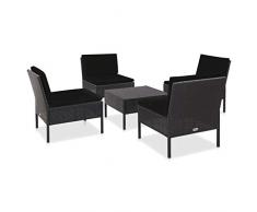 vidaXL Garten Sofagarnitur 5-TLG. mit Auflagen Gartenmöbel Sofa Lounge Gartenset Sitzgruppe Sitzgarnitur Gartensofa Poly Rattan Schwarz