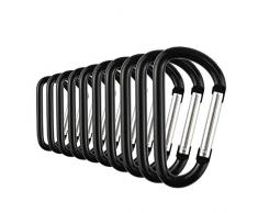 Temlum Aluminium Karabiner Zoll Clip D Form Karabiner Set Frühling Karabinerhaken für Camping Reisen Wandern Schlüsselanhänger Schlüsselanhänger Outdoor Schwarz -10 Stück,1.5 Zoll