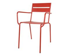 Lesli Living Stuhl Gartenstuhl stapelbar Metall Taupe/grau/rot 81 cm (Himbeere/rot)