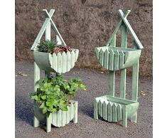 Massivholz Chinesische Tanne Wandbehang Blumenständer Blumentopf Kreative Persönlichkeit Balkon Gartenaufhängung Blumentopf Rack Bonsai Rahmen Einfache Terrassenpflanze Displayständer, grün,