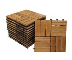 SAM Terrassenfliese 02 Akazien-Holz FSC® 100%, 66er Spar-Set für 6m², 30x30cm, Bodenbelag, Drainage, Garten klick-Fliese