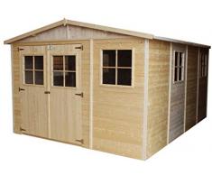 TIMBELA M336 Blockbohlen Gartenhaus aus Massiv-Holz - Kiefer/Fichte Chalet- 324 x 416 cm, 12 m²