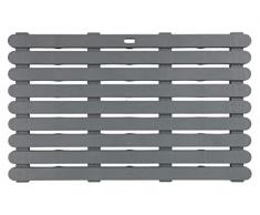 Wenko Indoor & Outdoor Badematte, Bodenrost für Dusche, Bad, Pool, Sauna mit Rutschhemmender Struktur, Kunststoff, Grau, 80 x 50 x 0.1 cm