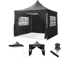 ROOJER Faltpavillon Wasserdicht Gartenpavillon Partyzelt 3x3m/3x6m Pavillon Festzelt mit 4 Seitenteilen für Garten/Party/Hochzeit/Picknick/Markt- Tragetasche inklusive (3 * 3M, Black)