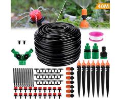 Xddias 40m Garten BewässerungsSystem, 1/4 Schlauch Bewässerung Verstellbar Zerstäuberfunktion Kits System, Gewächshaus Sprinkler Tröpfchenbewässerung für Landschaft, Flower Bed, Terrasse Pflanzen