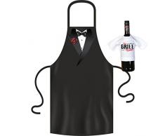 Grill und Kochschürze im Smoking Stil - mit Fliege und Rose! Im Set mit einem Mini T-Shirt it`s Grill Time!