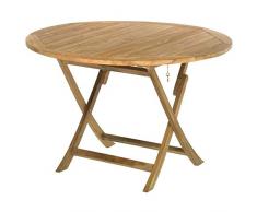 ROG garden-line TL8109 Teak Tisch Cambridge, RUND, KLAPPBAR, 120 cm Durchmesser