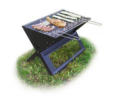 Relaxdays Klappgrill, praktisch, tragbar, inkl. Rost und Kohleschale, H x B x T: 30,5 x 30 x 45,5 cm, schwarz