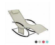 SoBuy OGS28-MI Sonnenliege Swingliege Schaukelliege Liegestuhl Gartenliege mit Tasche Gewebe in Beige
